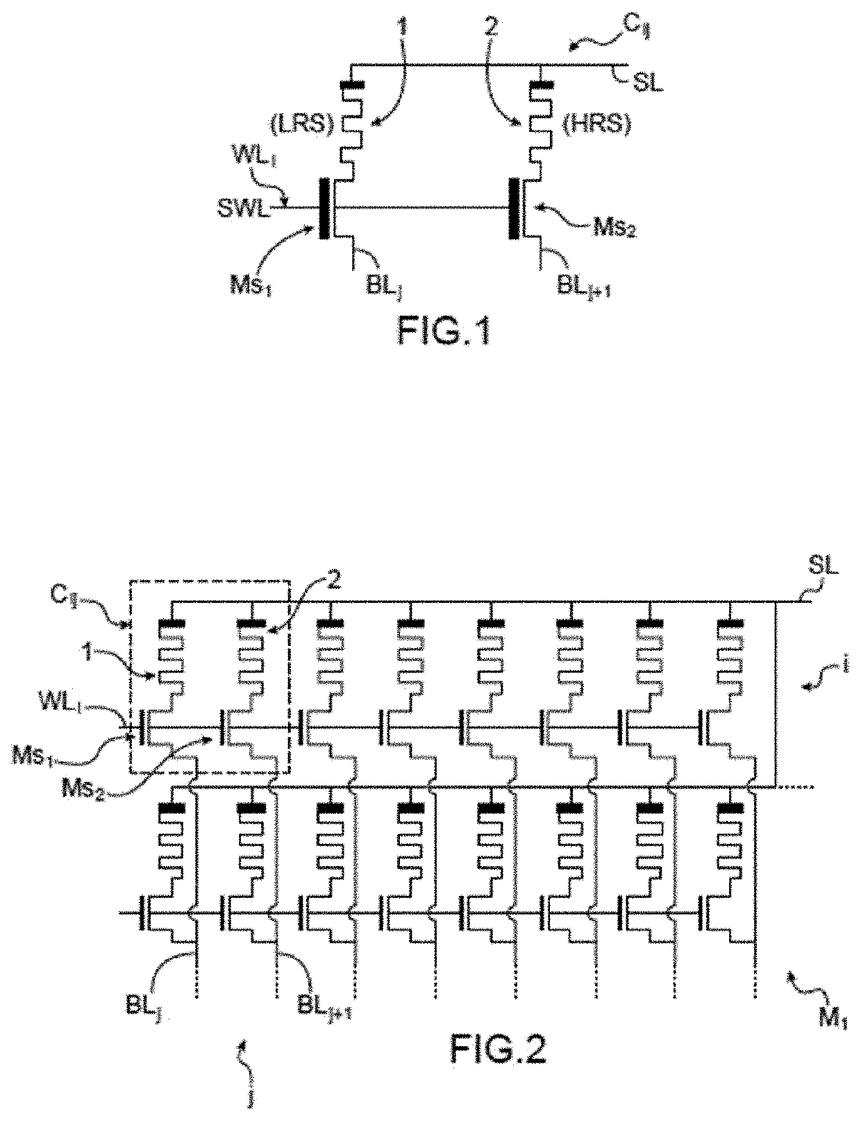 Low-consumption rram memory differential reading