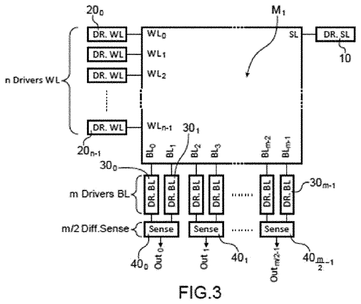 Low-consumption rram memory differential reading