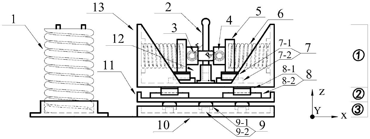 Heavy-load fast railway freight car bogie with mechanically suspended type secondary suspension device and stiffness calculation method