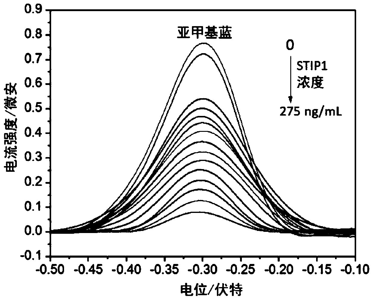 Preparation method of nanometer electrochemical aptasensor for detecting stress-induced phosphoprotein