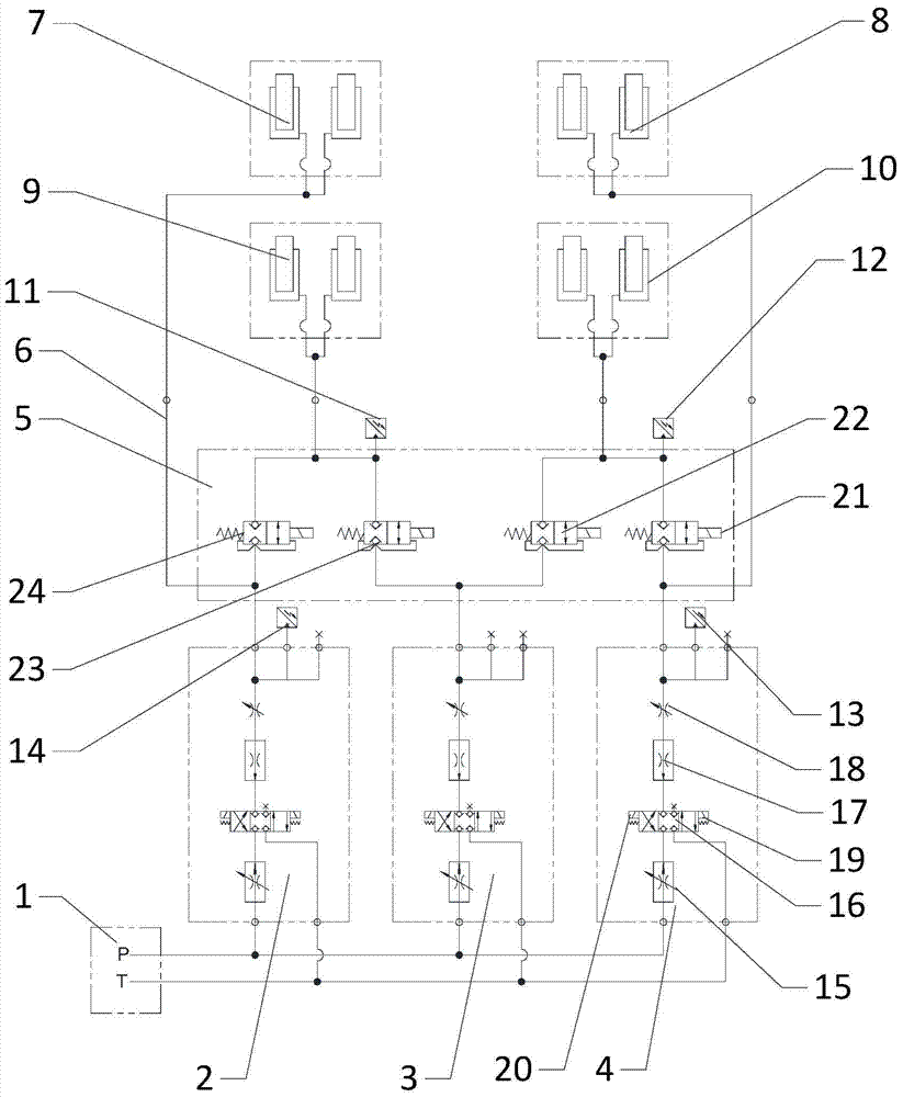 Hydraulic suspension control system with variable modules