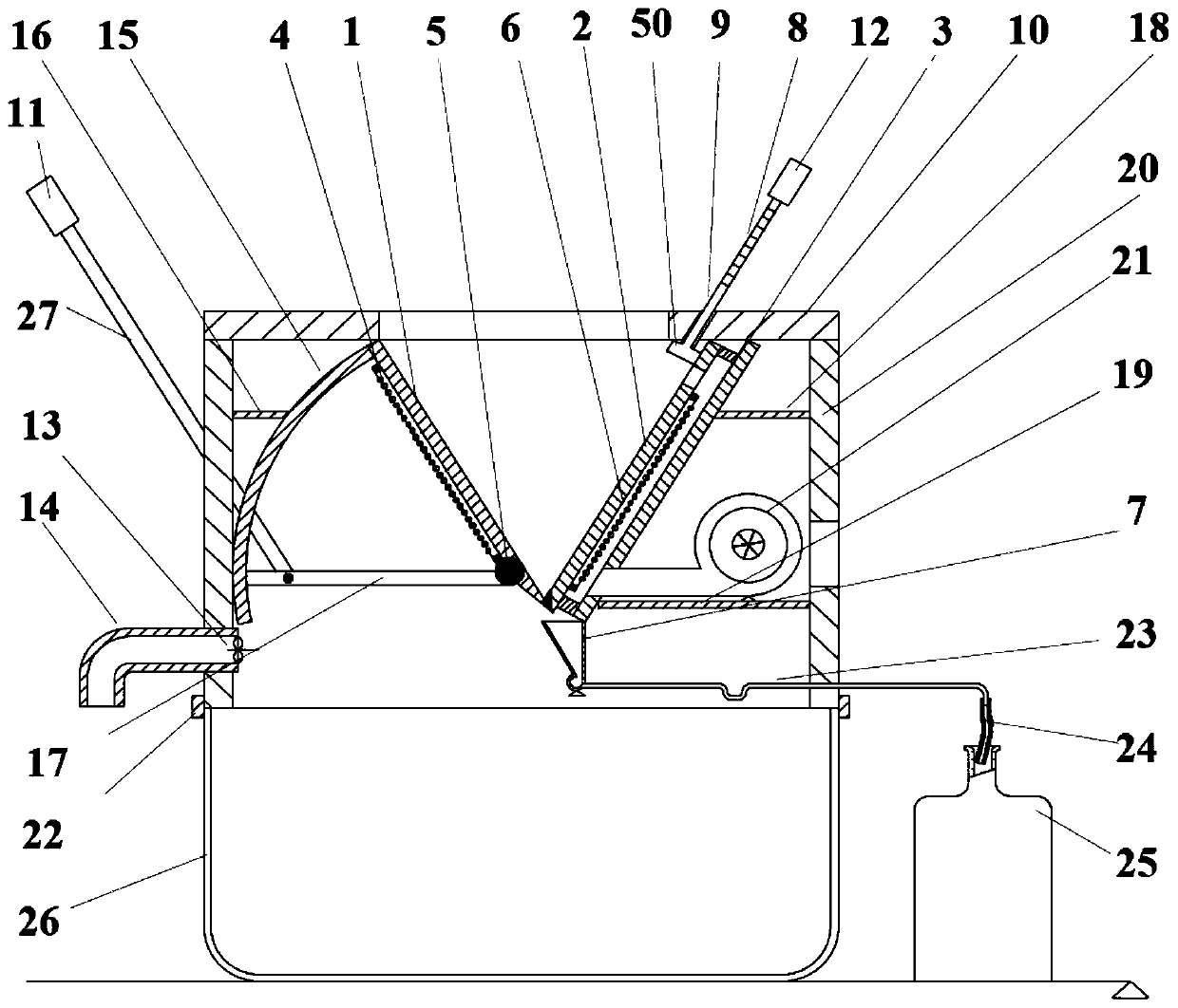 Partitioned anti-contamination toilet fitting, mounting method and application