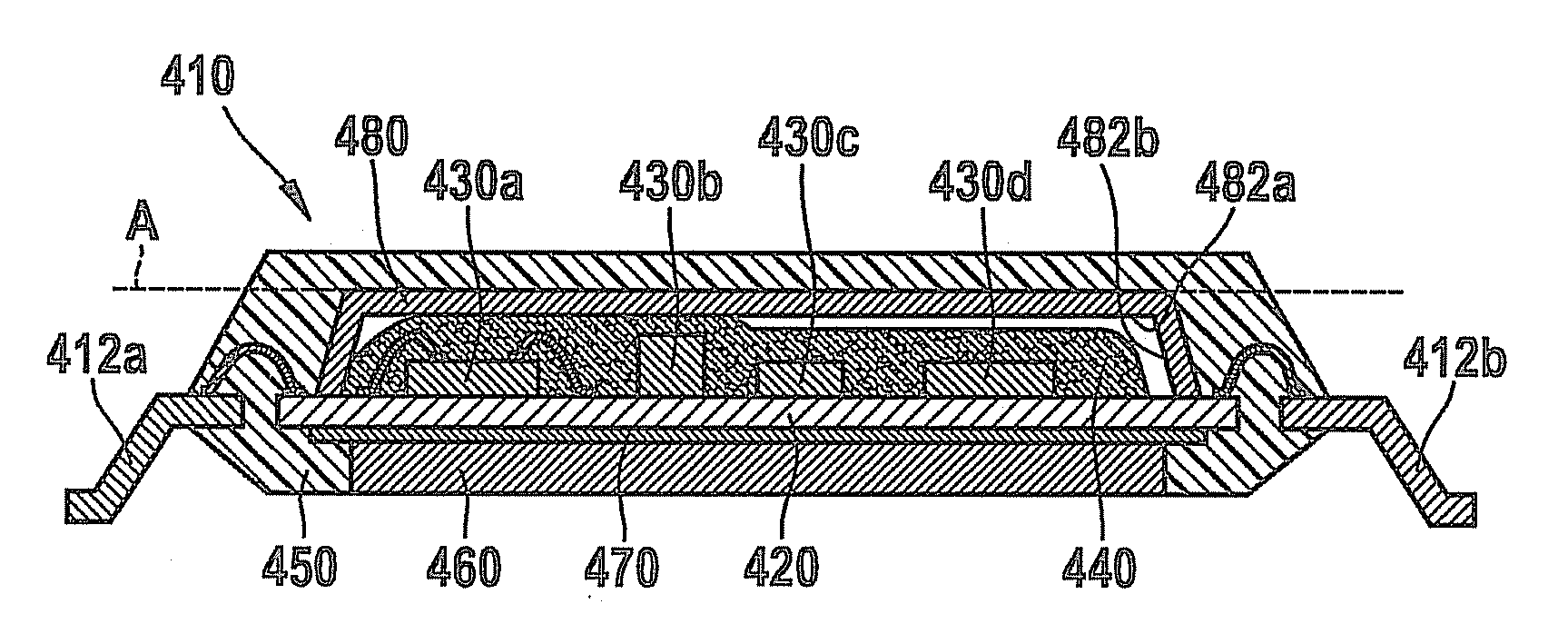 Encapsulated circuit device for substrates having an absorption layer, and method for the manufacture thereof