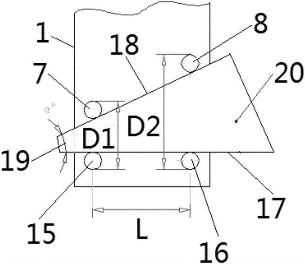 Oblique plate oblique angle measuring device