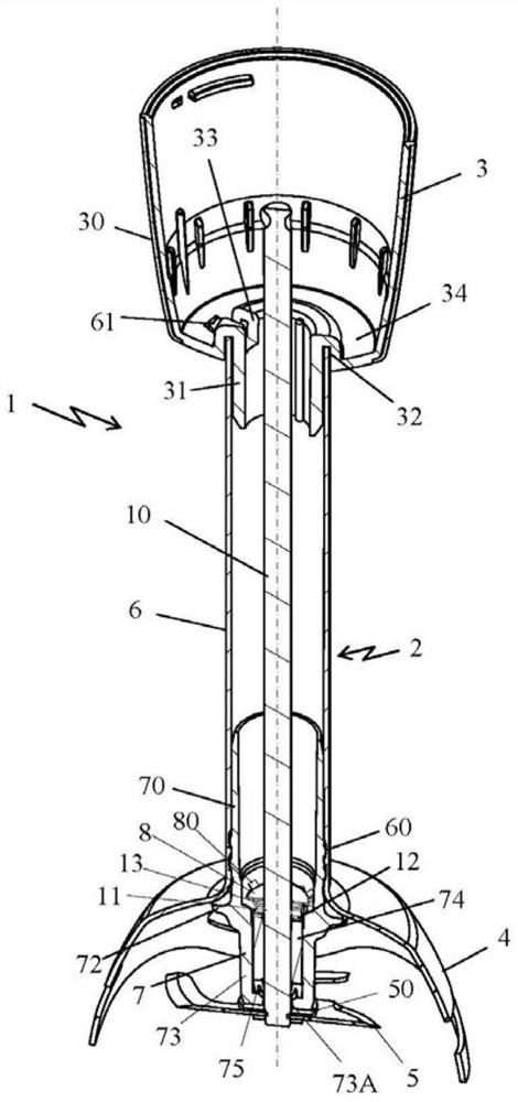 Stirring feet including drive shaft driven in rotation by motorized housing