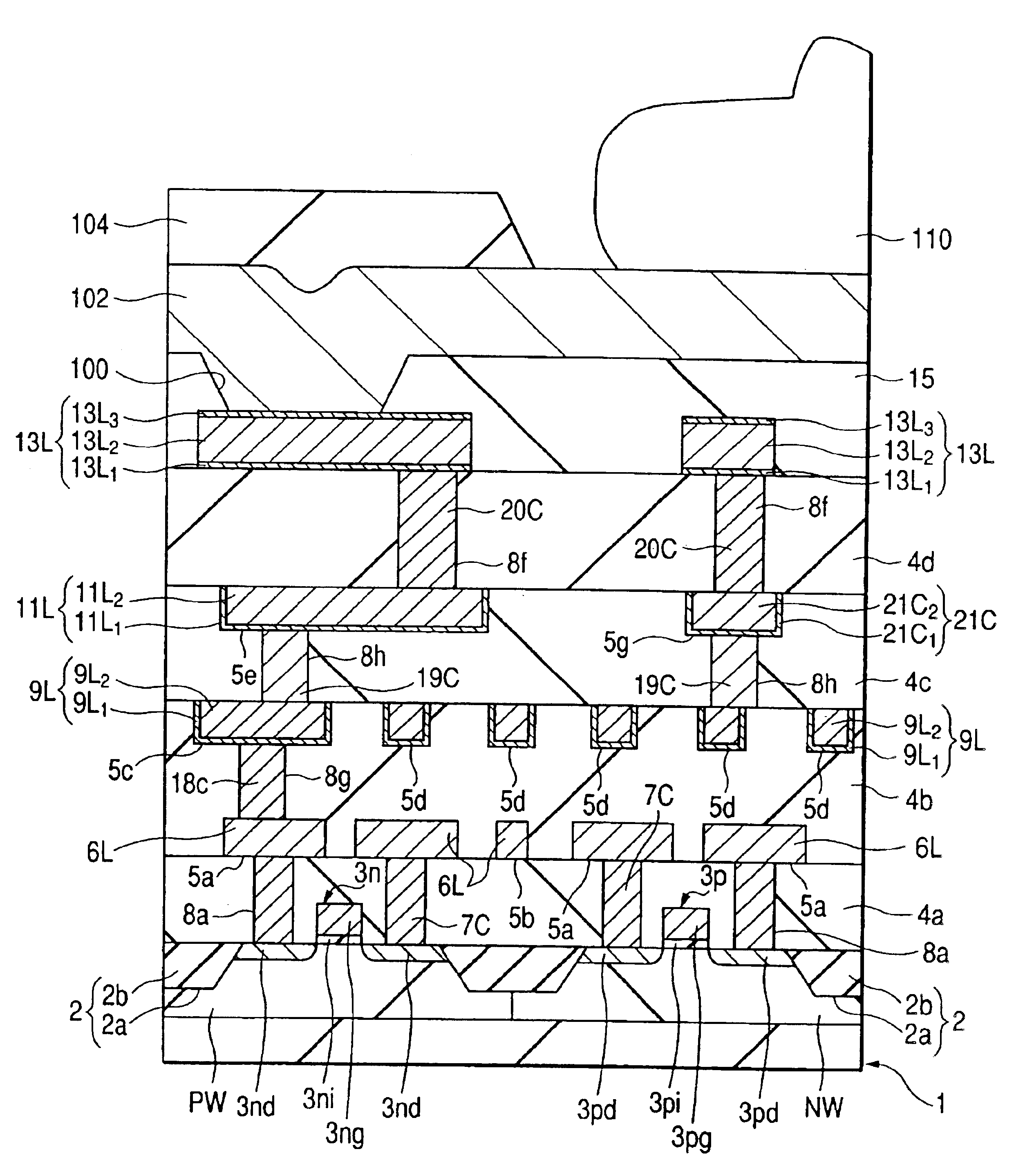 Semiconductor integrated circuit device and fabrication process thereof