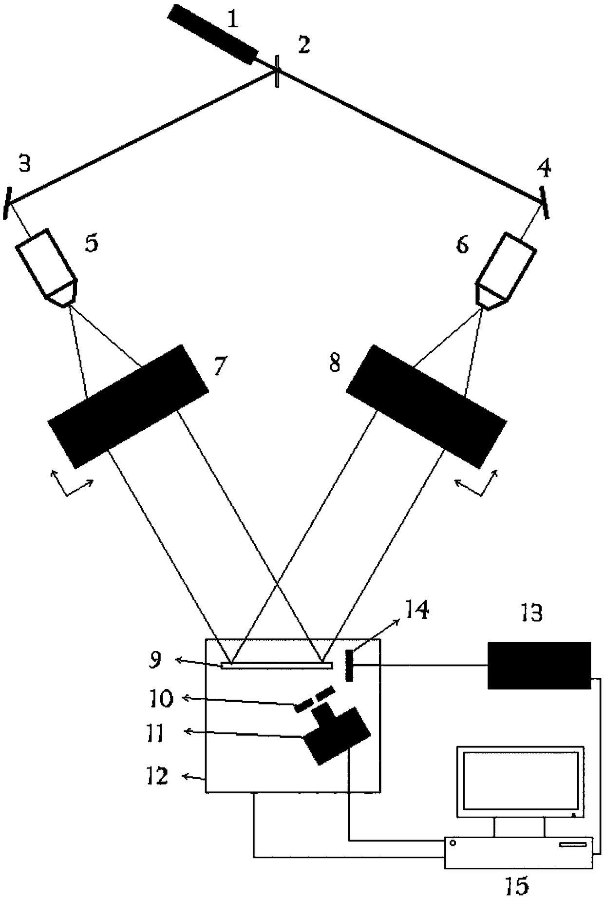 High-precision on-line measuring and adjusting device for holographic grating period