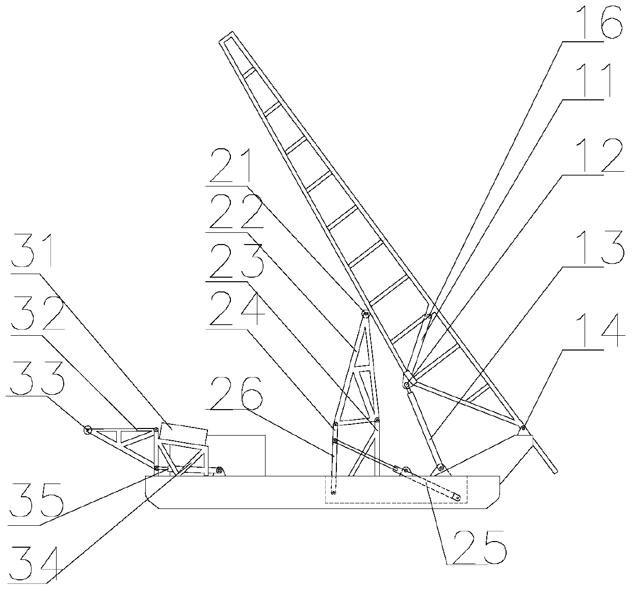 Automatic horizontal-arranging device of pile driving barge pile frame