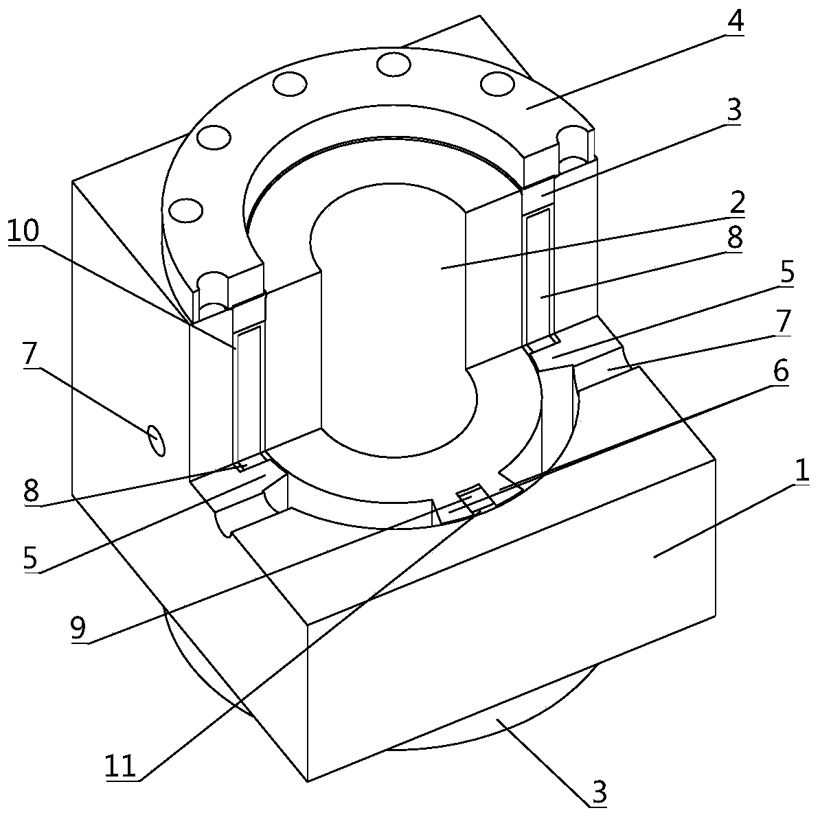 A vane type oscillating hydraulic cylinder with a fully enclosed cage seal system