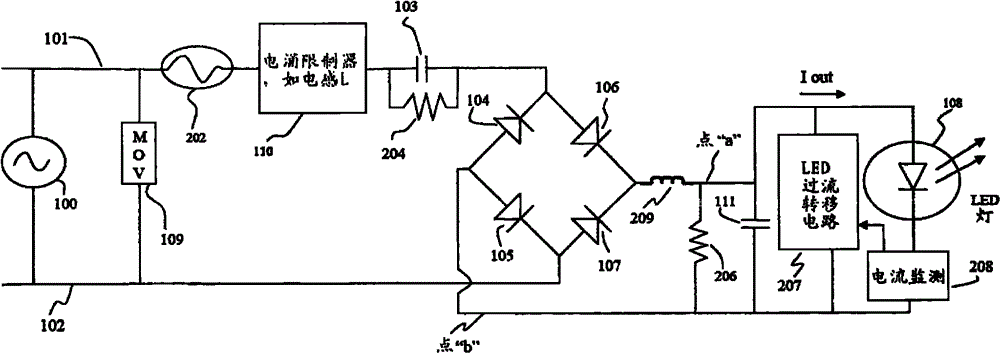 Reactance type LED lighting current control circuit, driver and controlling system