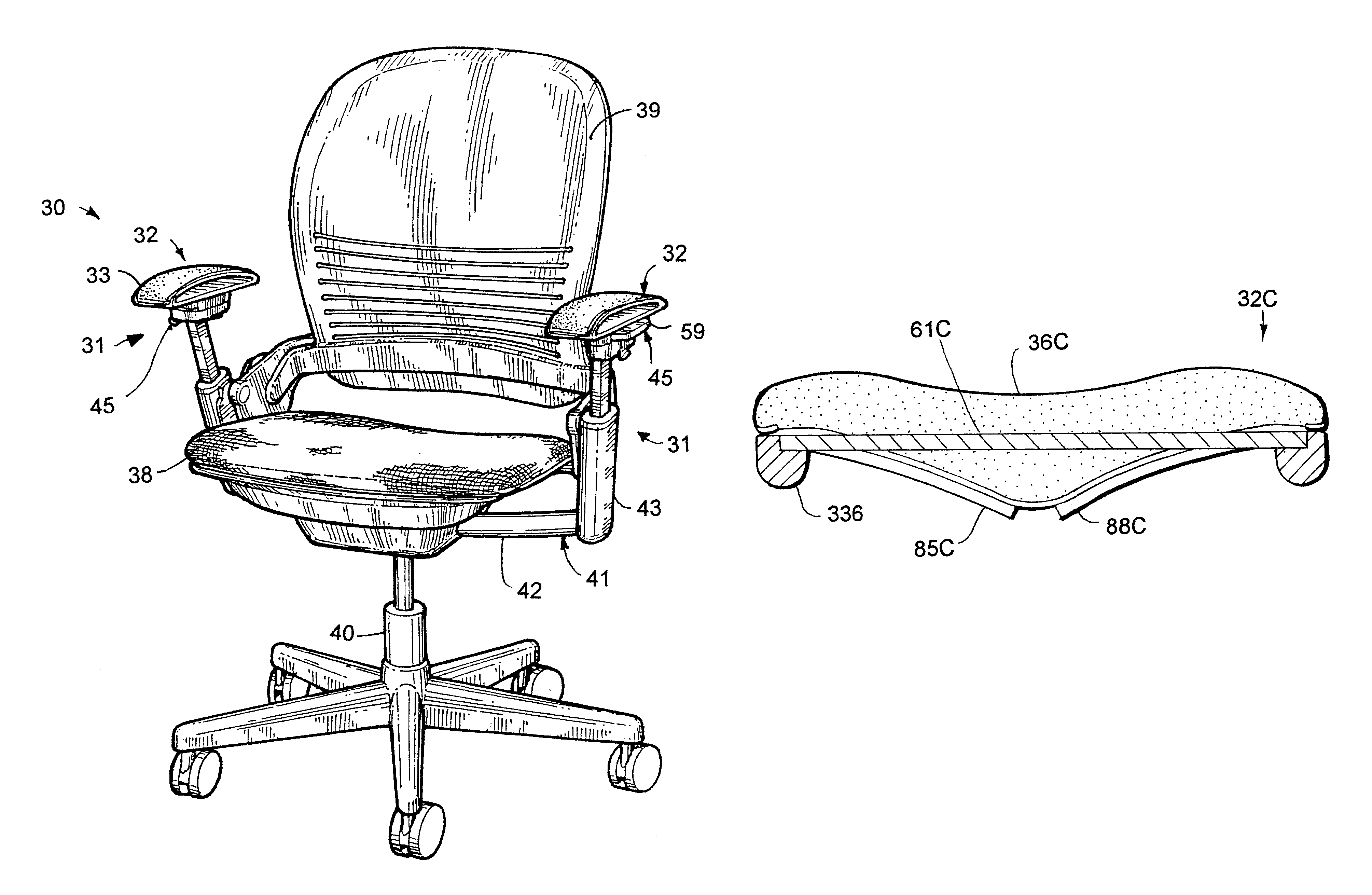 Flexible armrest construction