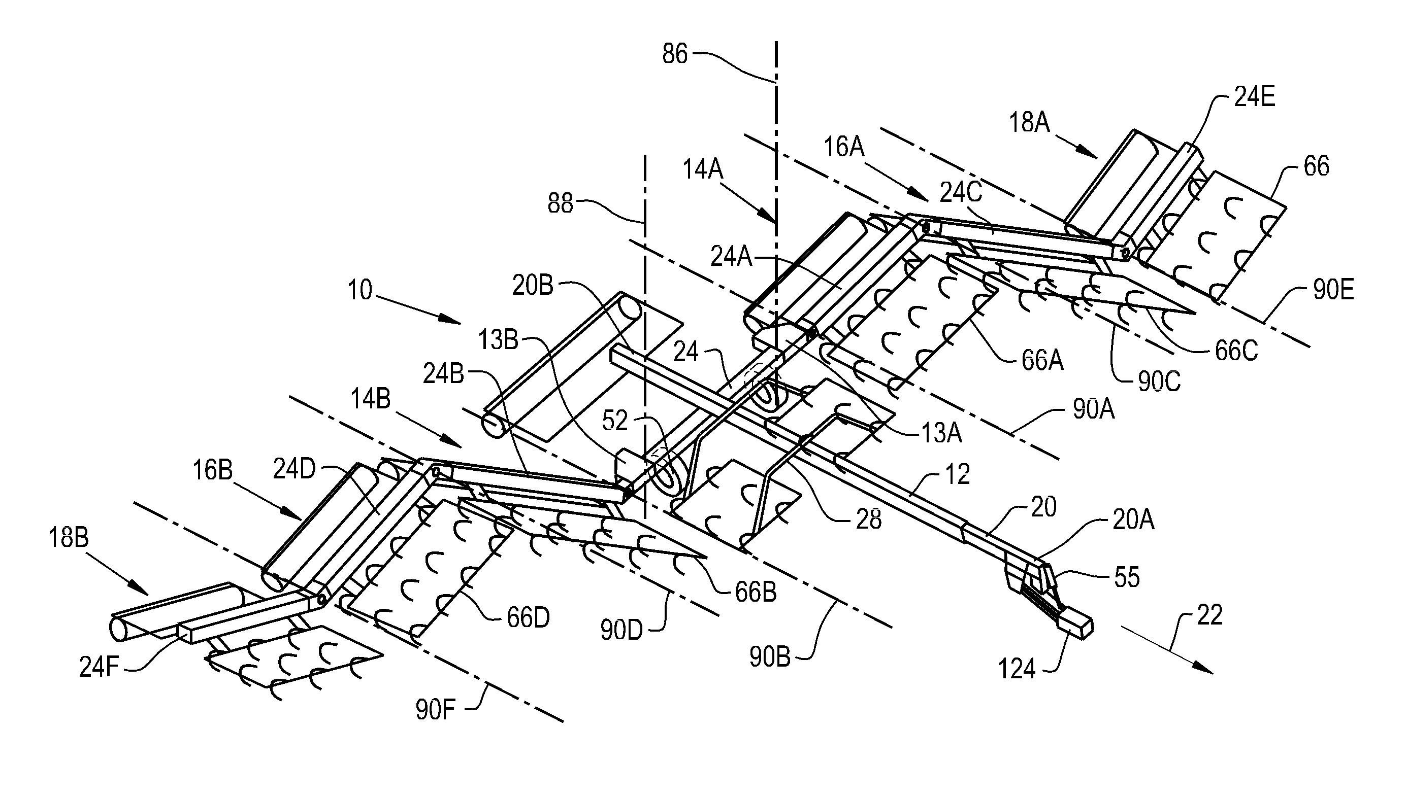 Front folding arrangement for agricultural tillage implement