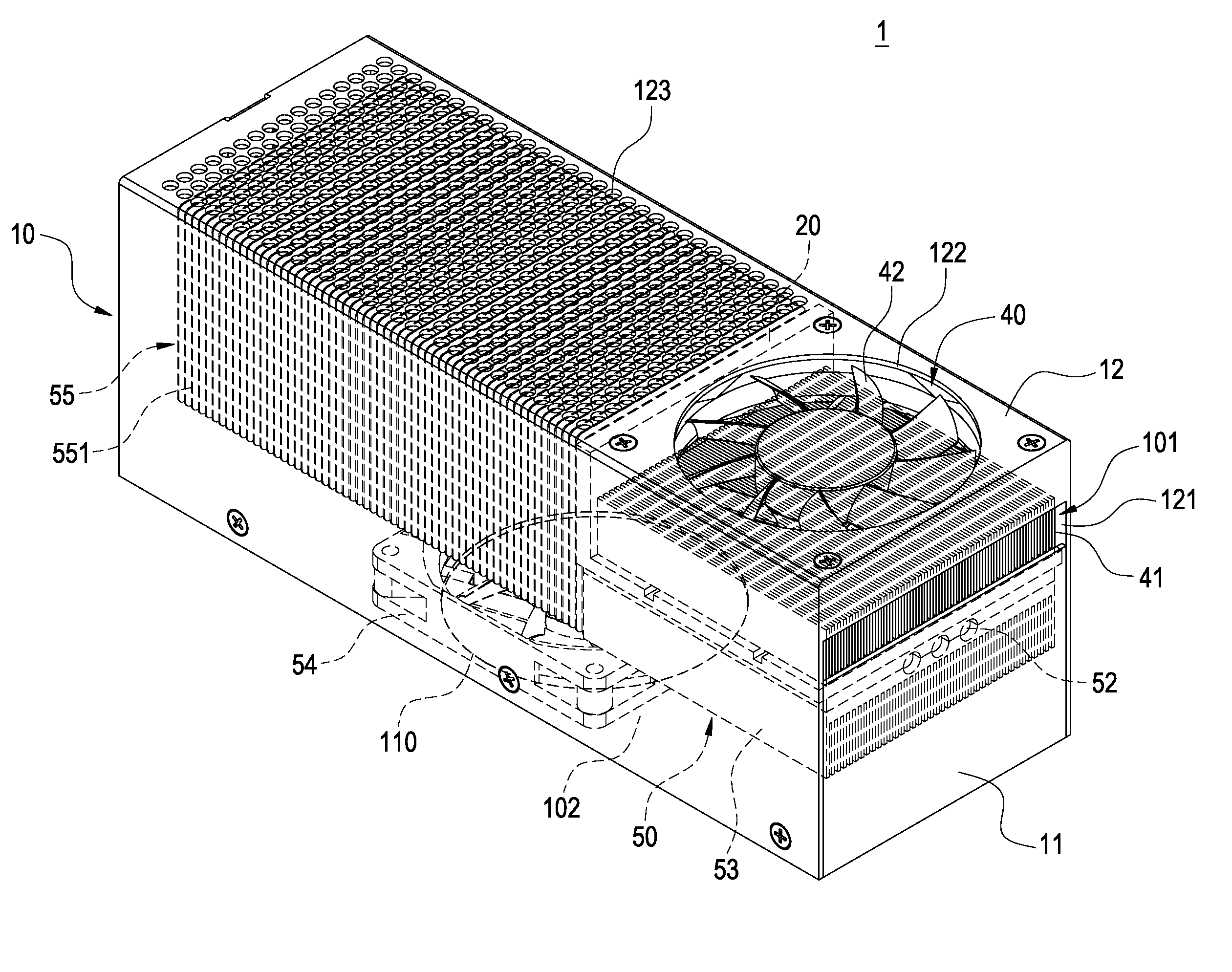 Heat-dissipating device for supplying cold airflow