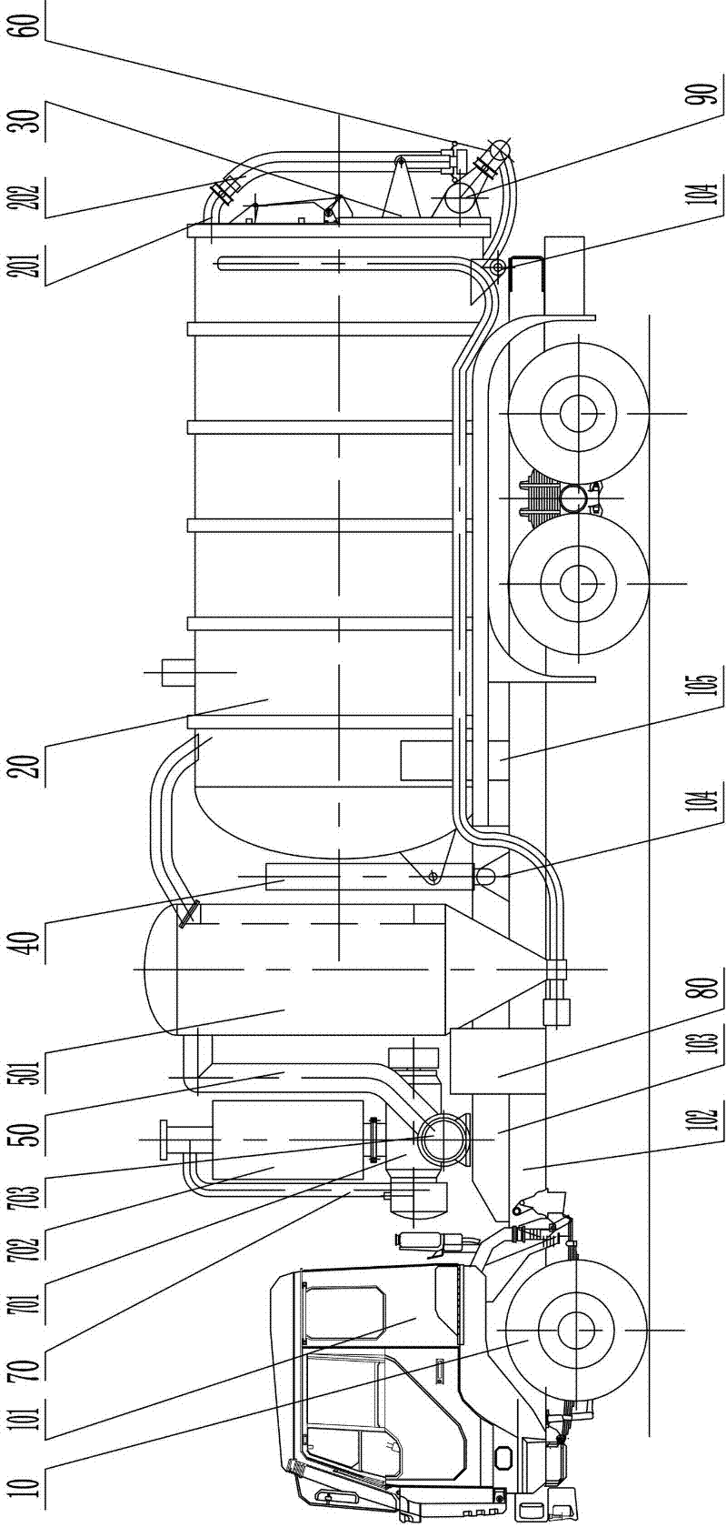 Industrial vacuum tank vehicle