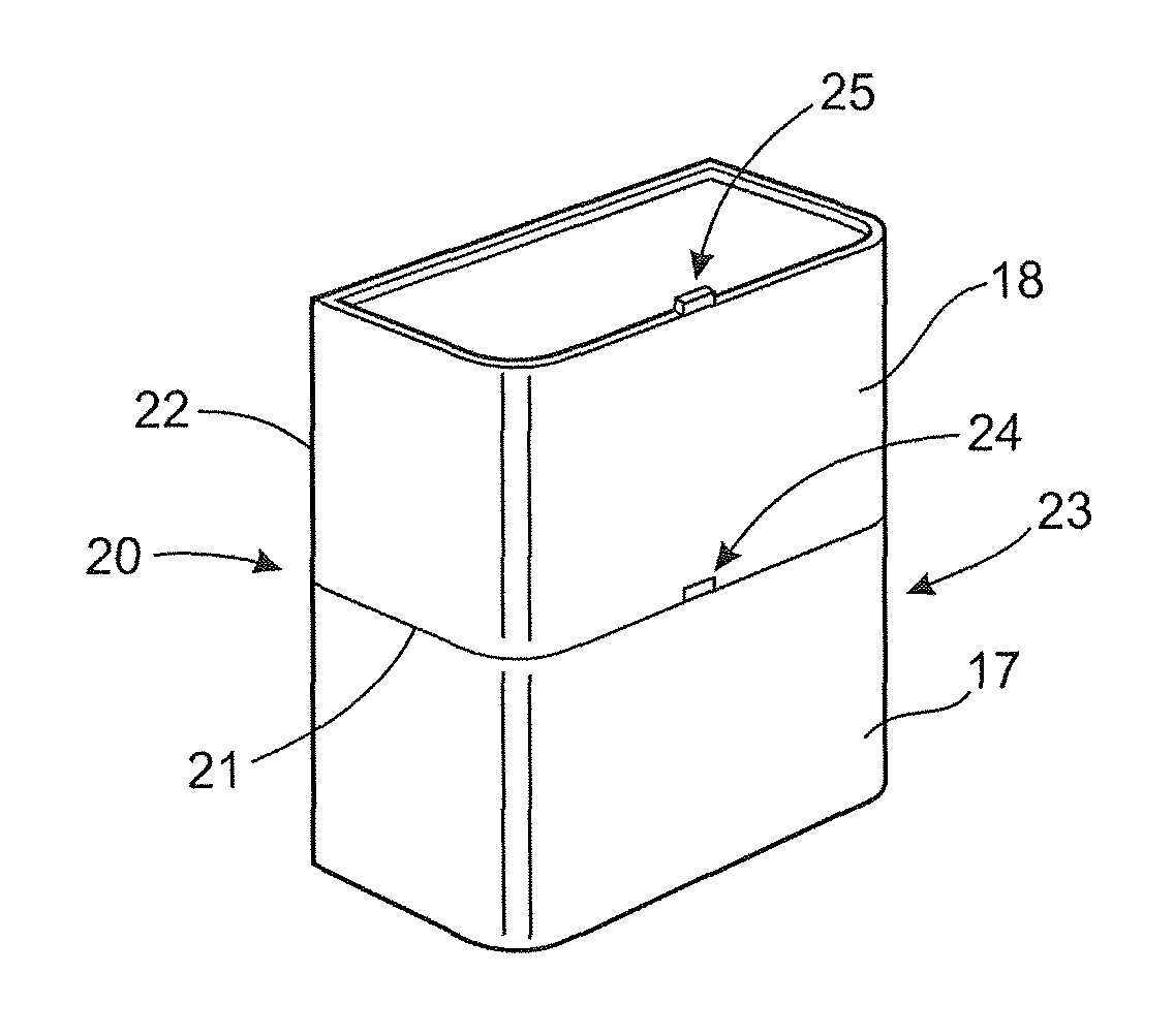 Injection molded dispenser part with a seam