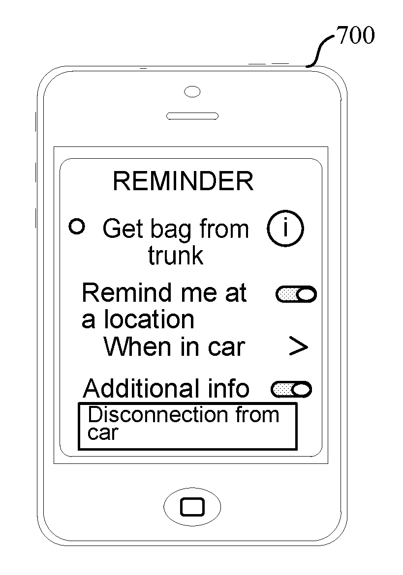 Reminders based on entry and exit of vehicle