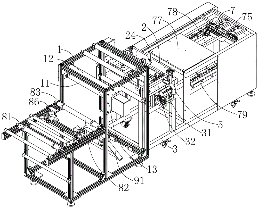 A fully automatic feeding device for conveying towel belts