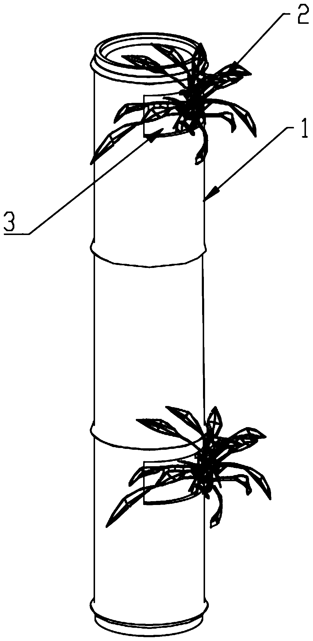 Planting device based on living bamboo and manufacturing process and using method of planting device
