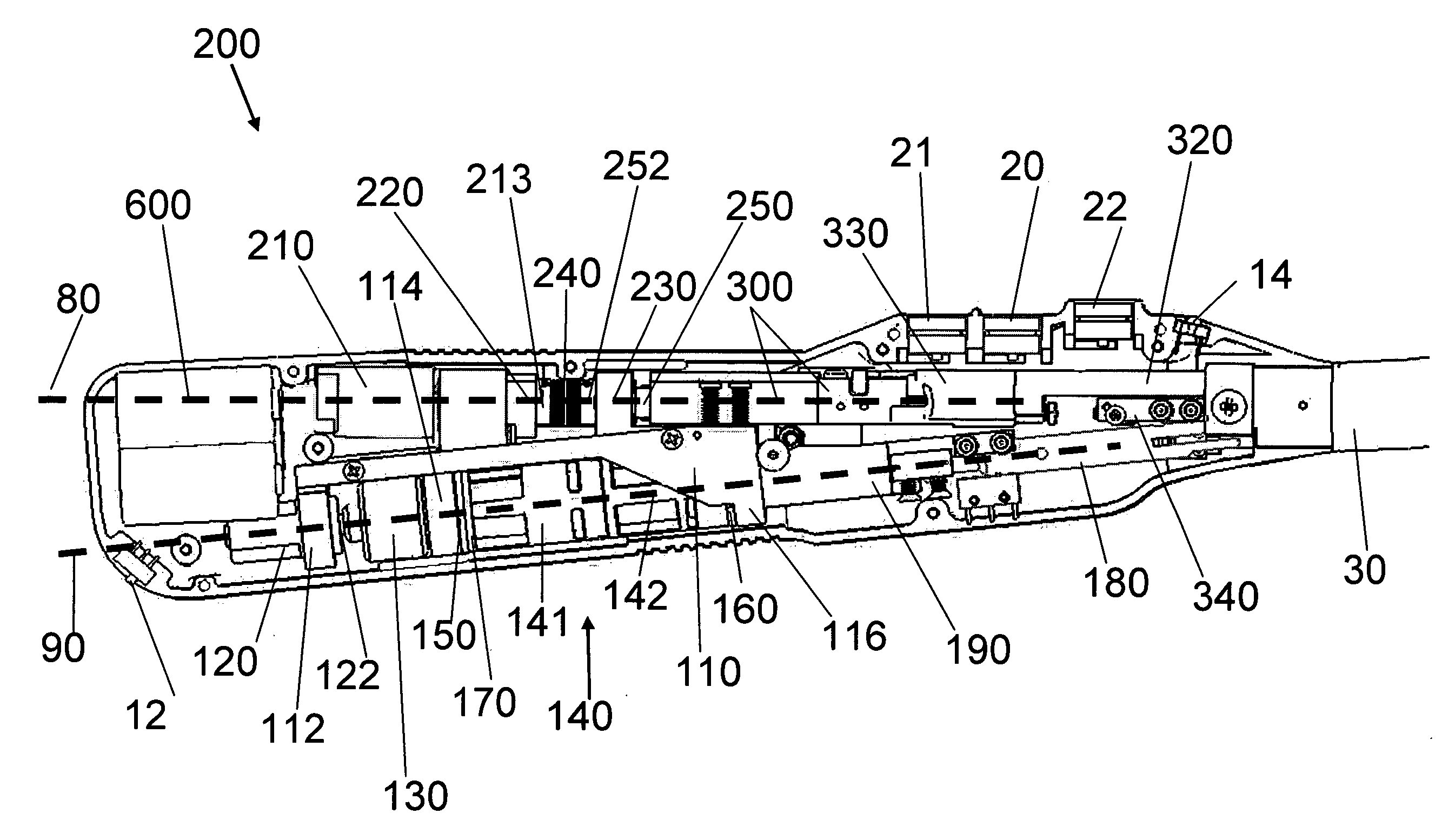 Electrical surgical instrument with optimized power supply and drive