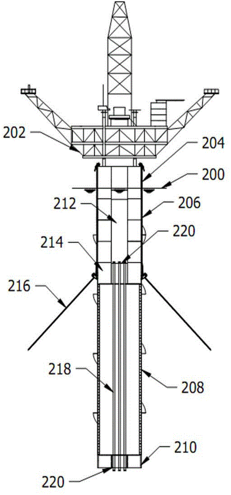 Deepwater drilling production vertical oil storage platform and operating method thereof