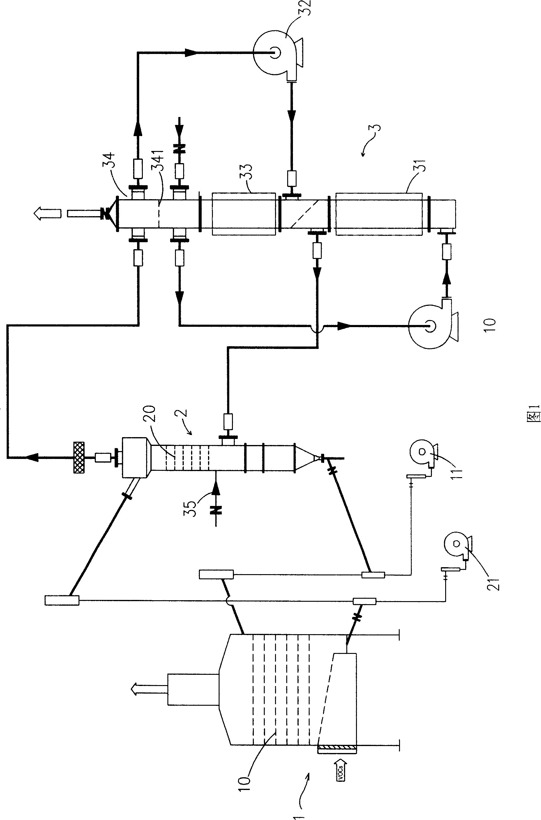 Absorption processing system of volatile organic compounds