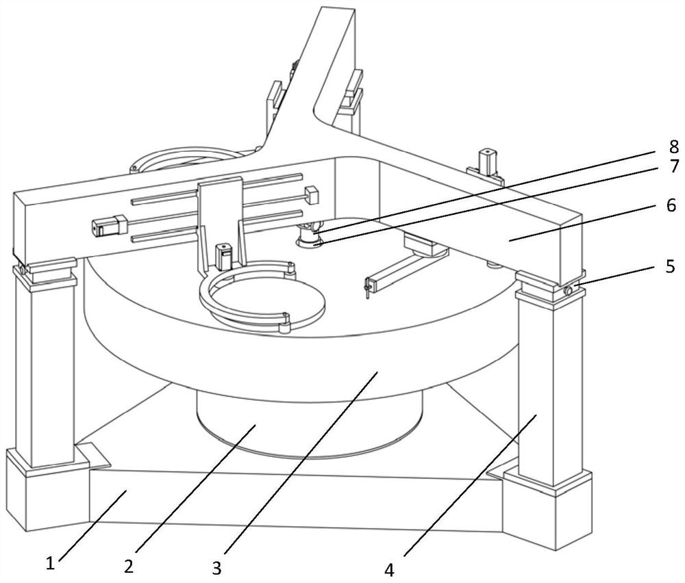 Polishing machine with disc surface in-place measuring and finishing functions