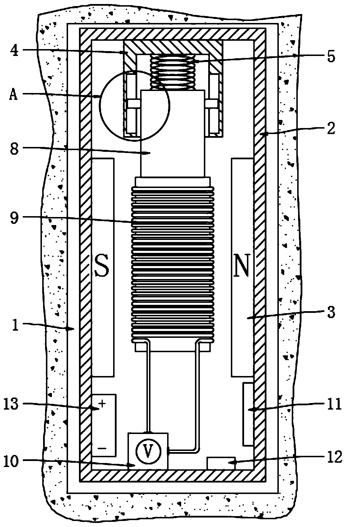 Earthquake monitoring device based on voltage induction