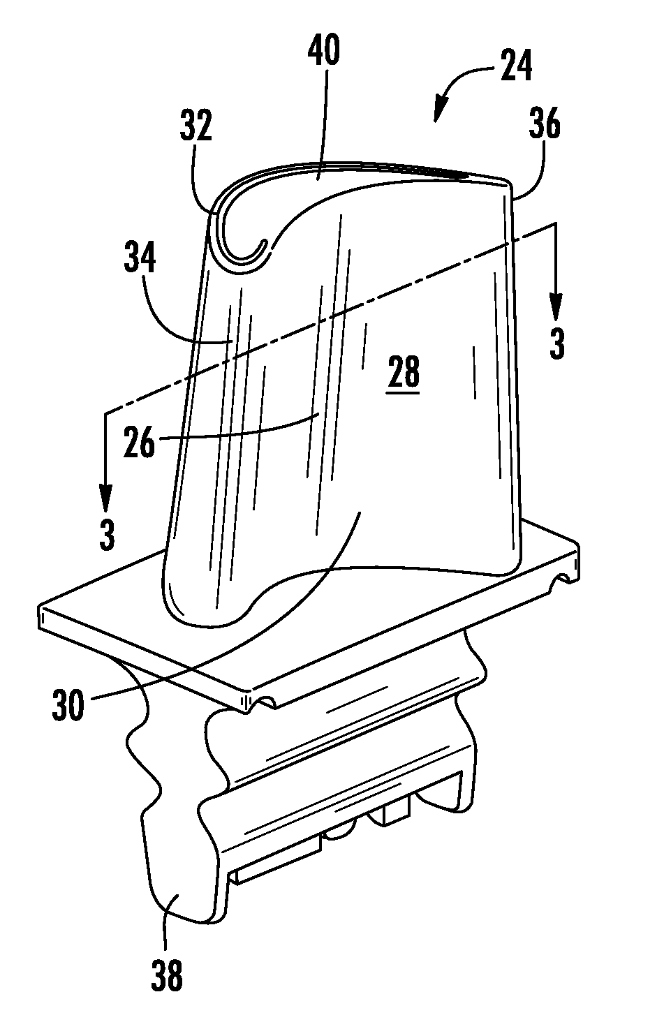 Cooling system having reduced mass pin fins for components in a gas turbine engine