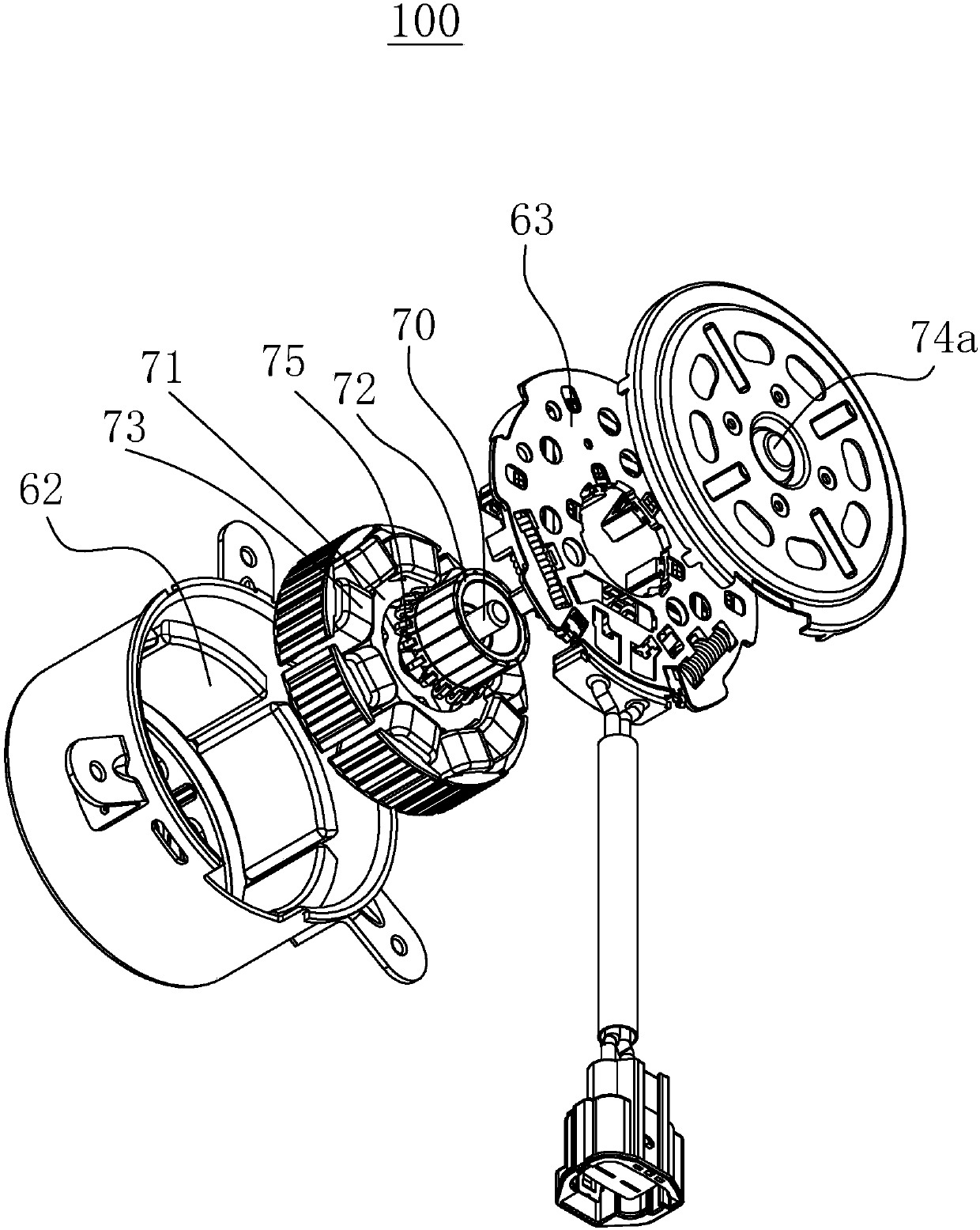 Cooling module and brush motor thereof