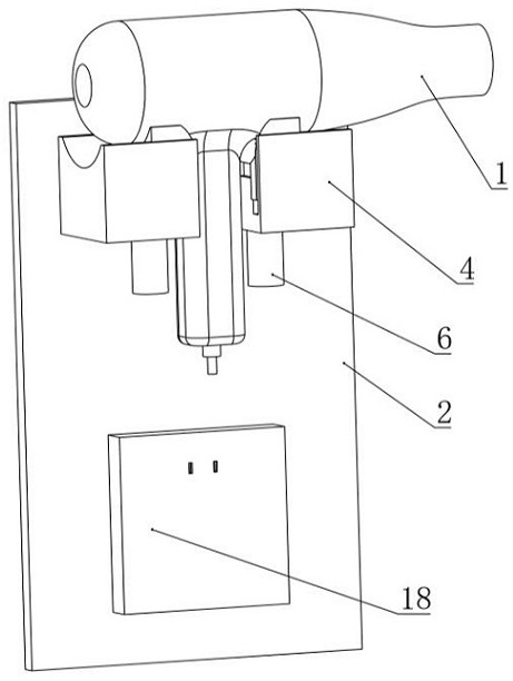 Automatic power-on and power-off electric hair drier bracket