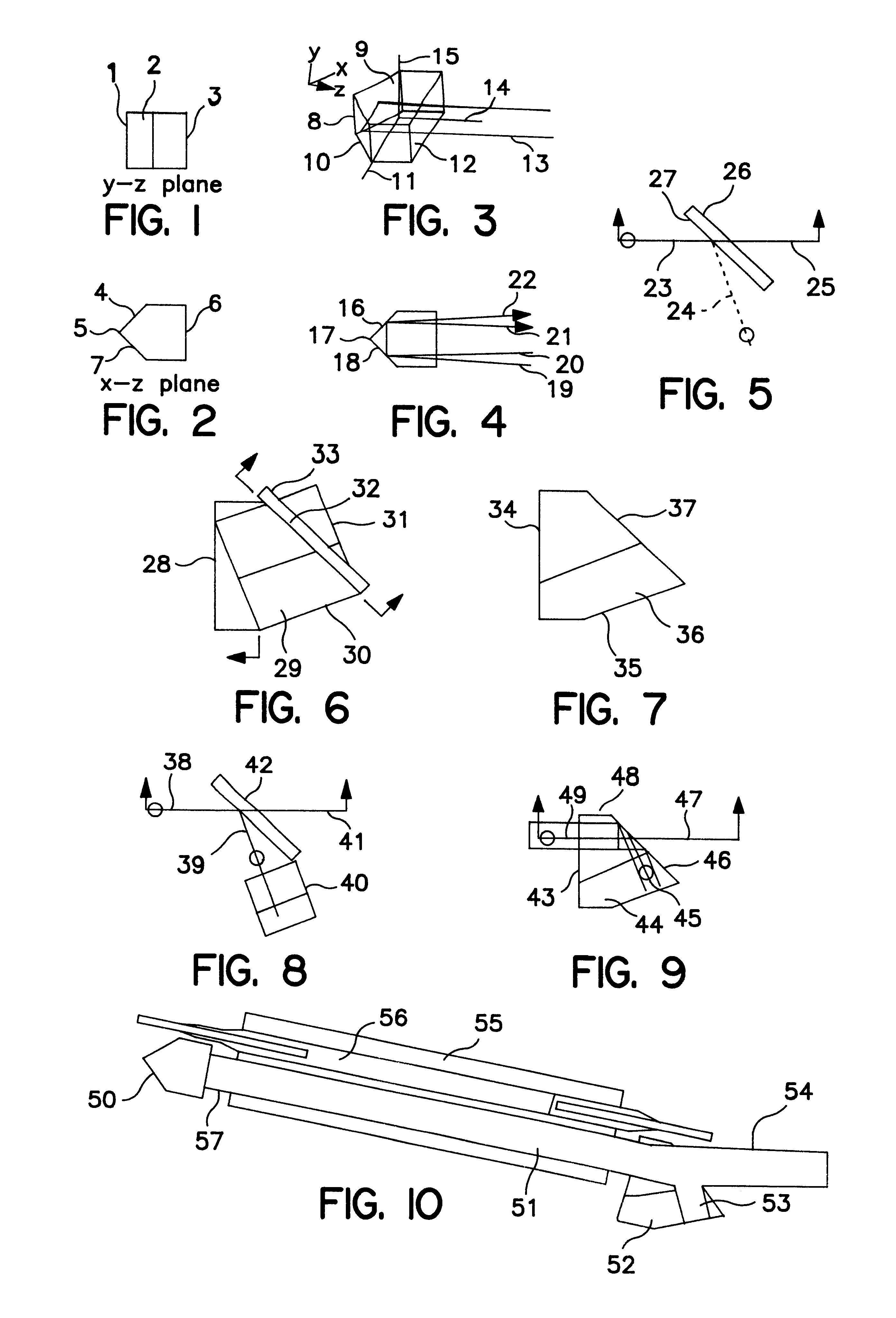 Polarization selecting optical element using a porro prism incorporating a thin film polarizer in a single element