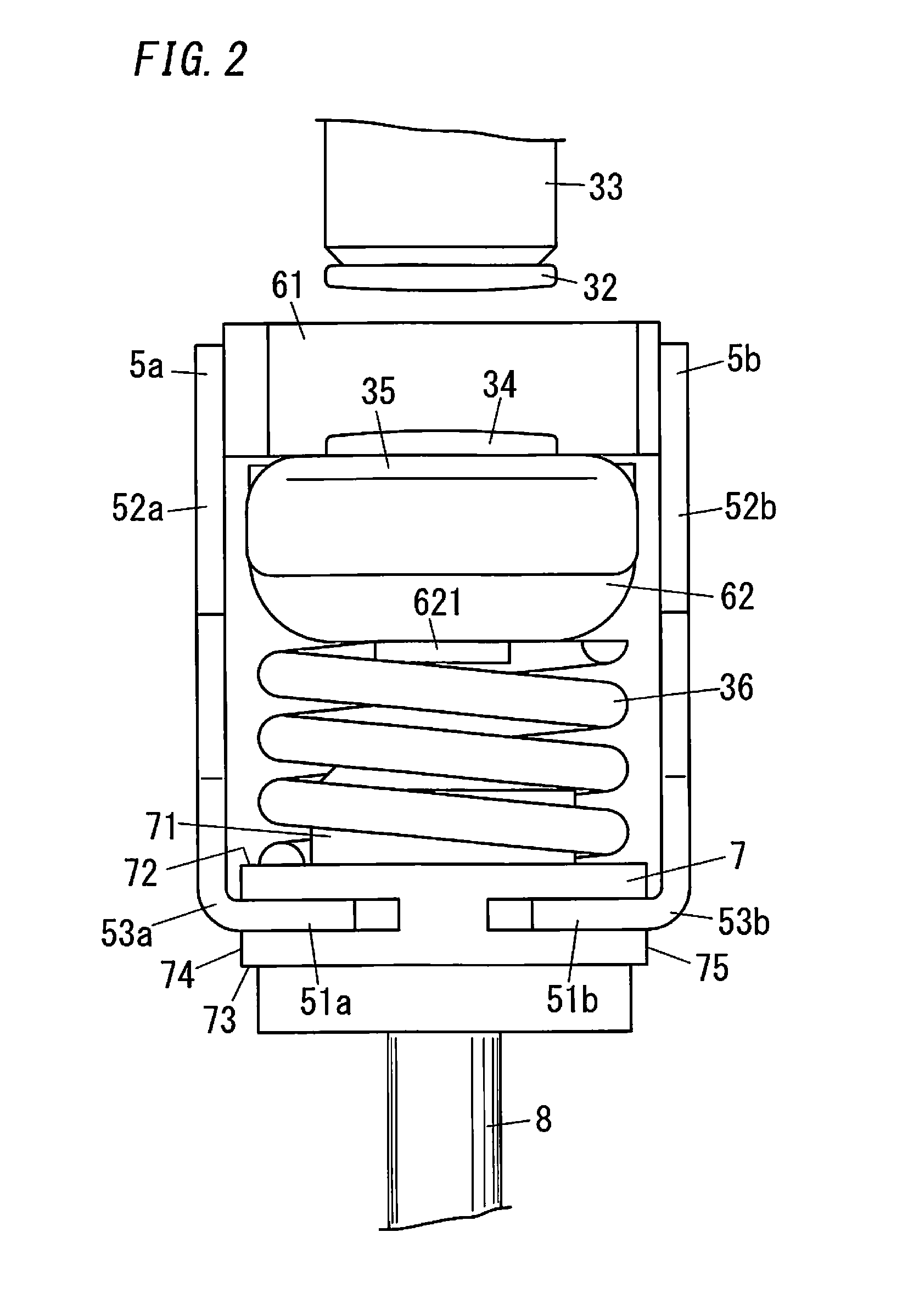 Spring load adjustment structure of contact device and spring load adjustment method of contact device