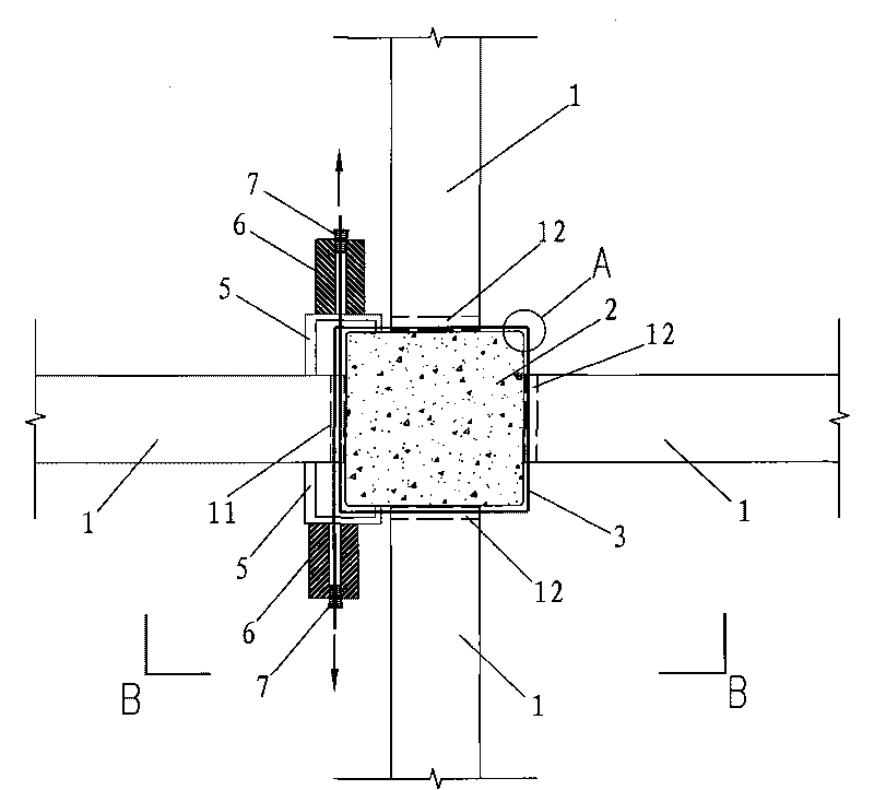 Reinforcement method of reinforced concrete beam column node