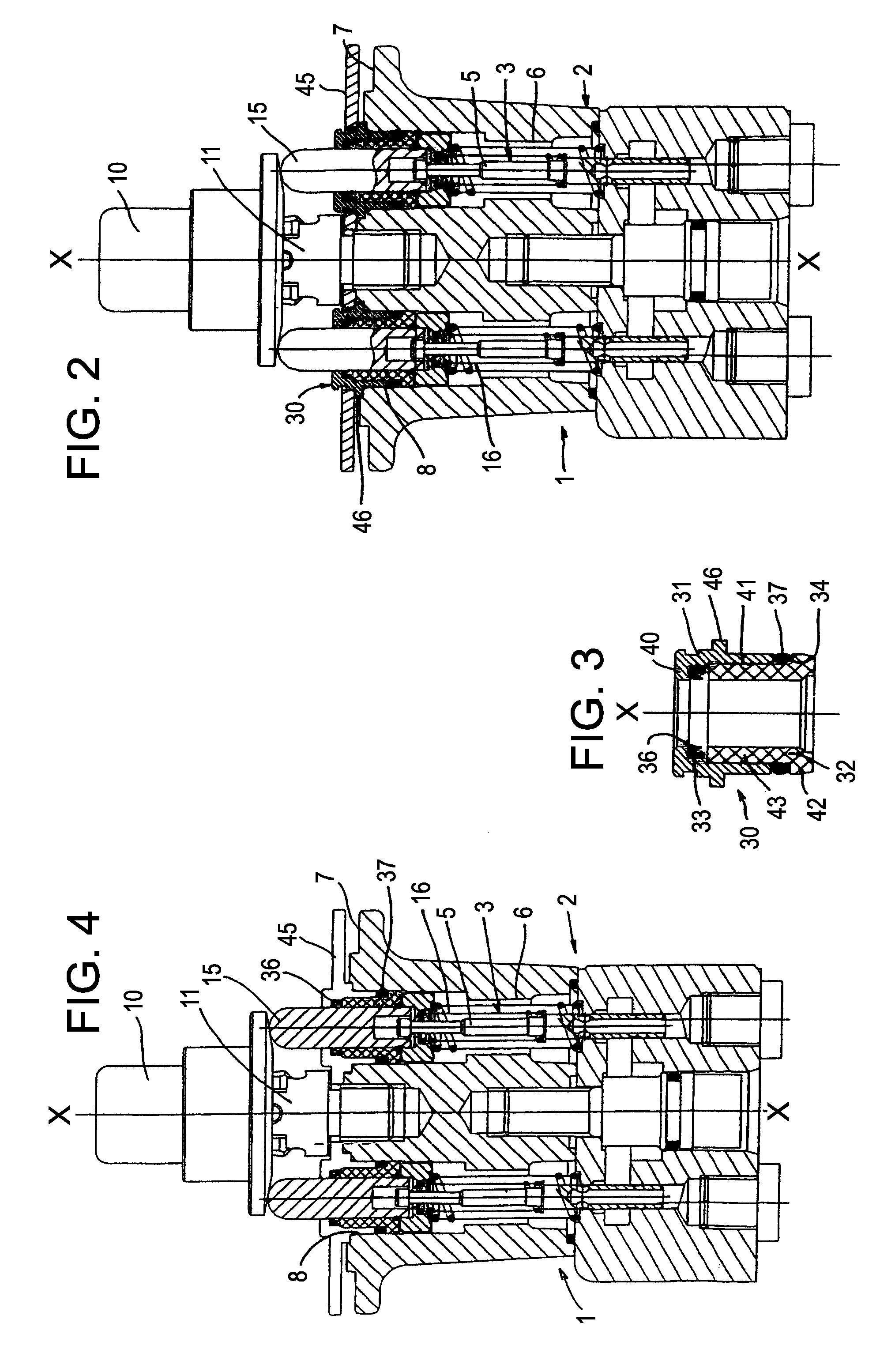 Double-guided pressurized fluid distributor