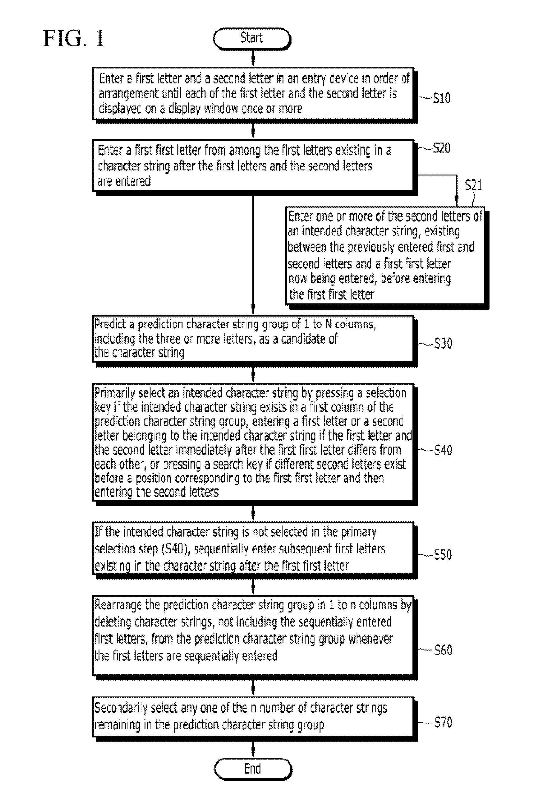 Inputting method by predicting character sequence and electronic device for practicing the method