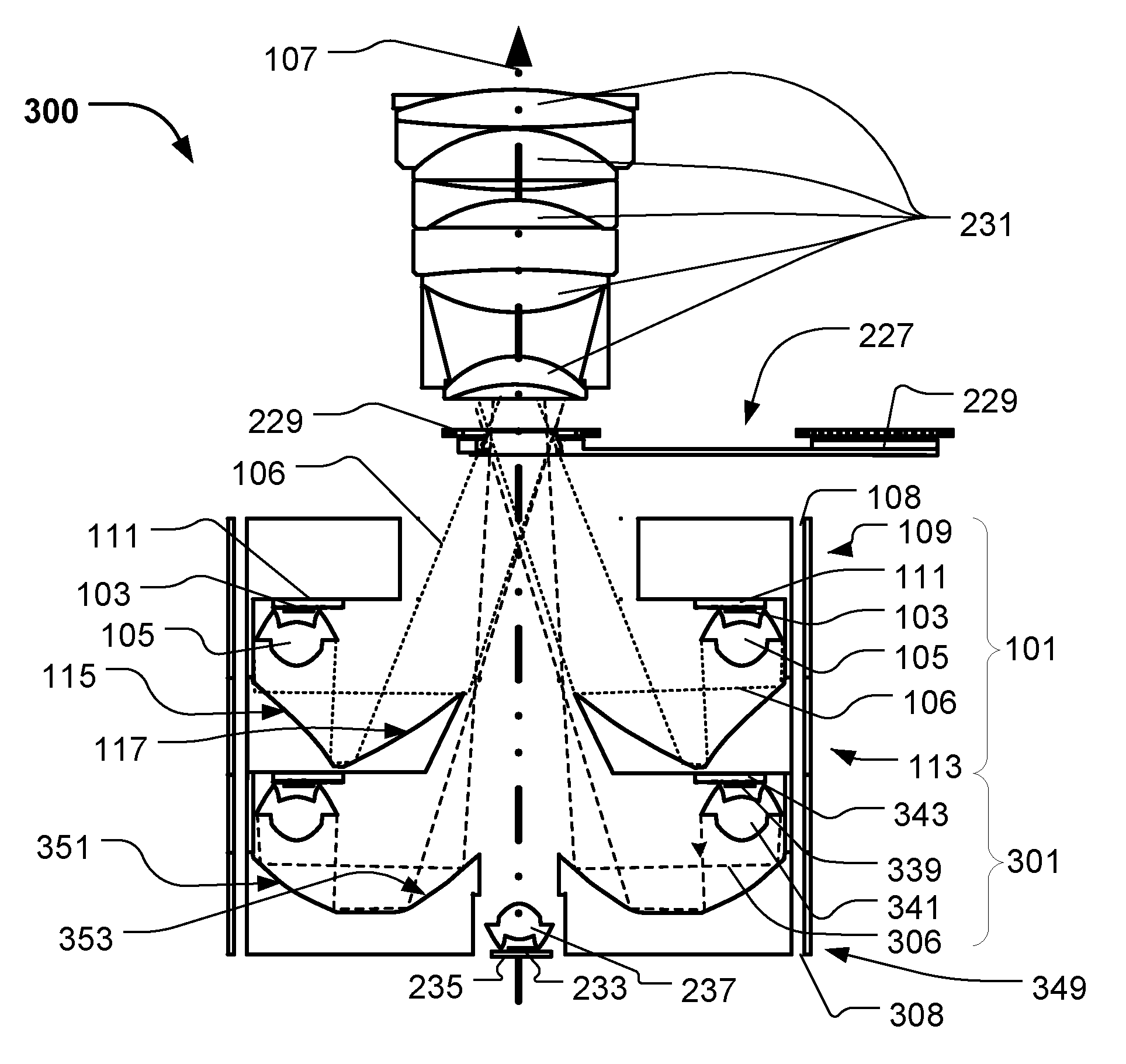 Light collecting system with a number of reflector pairs