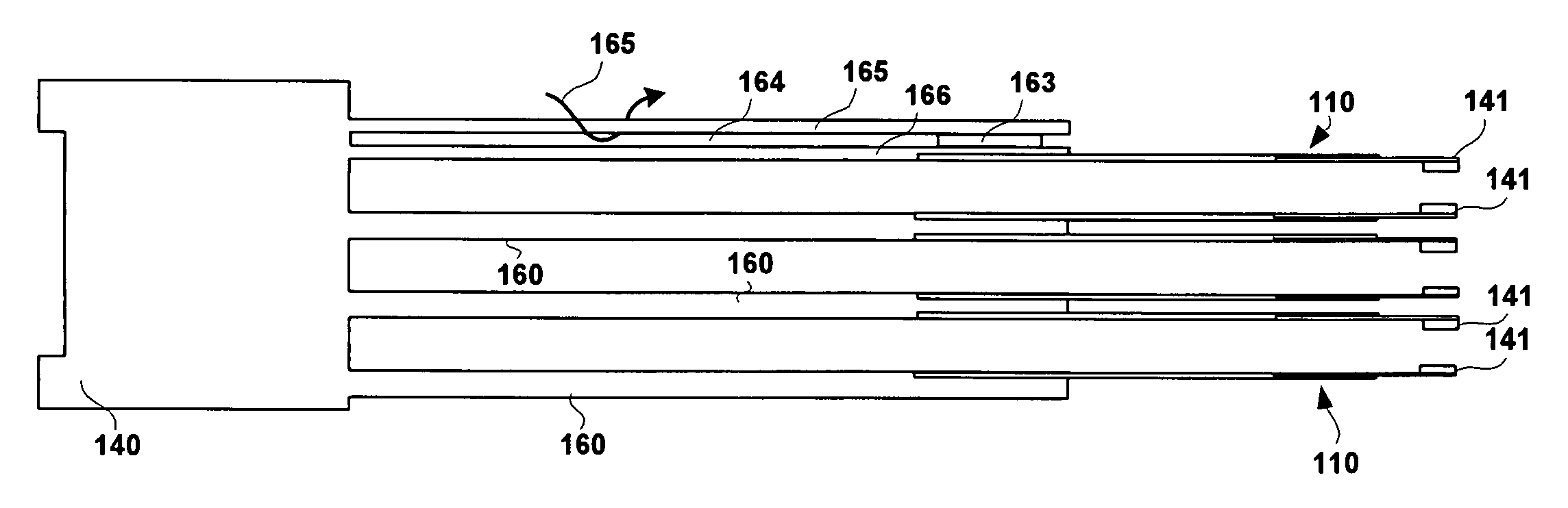 Disk drive actuator arm assembly having one or more slotted actuator arms