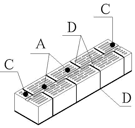 Process for energy-saving wall built of multi-row static air hole thermal insulation building blocks