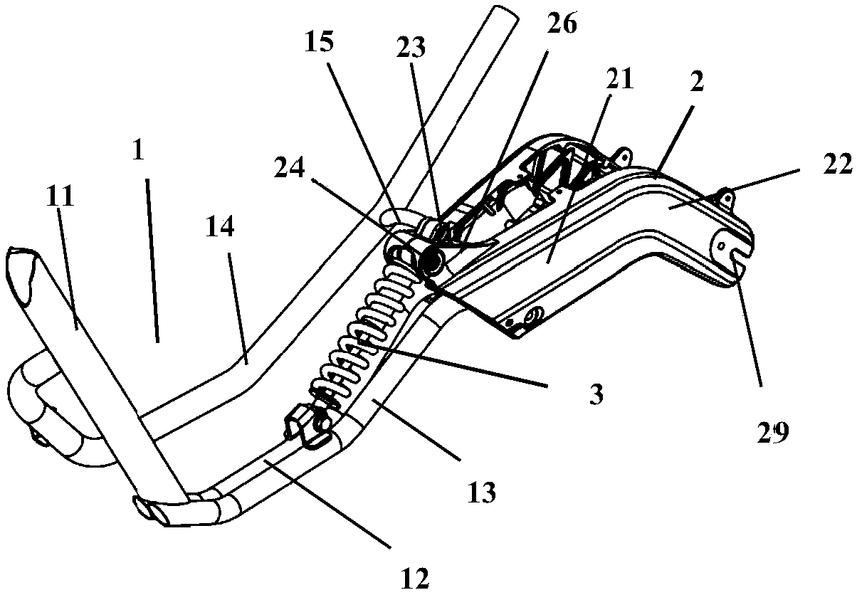 A central cable-stayed shock-absorbing structure of an electric bicycle