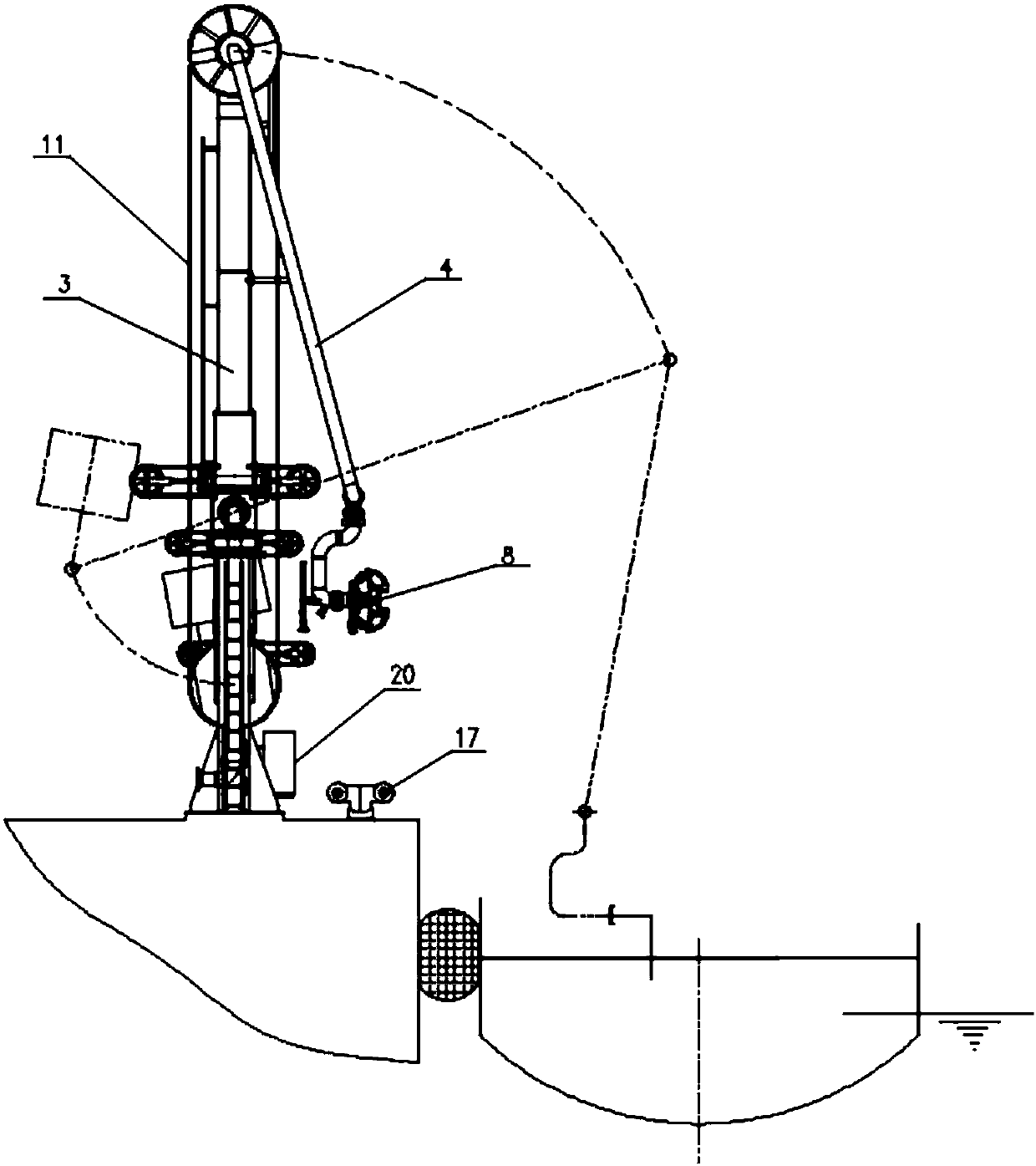 Automatic butt-joint method and device suitable for wharf oil conveying pipe loading and unloading arm and ship flange