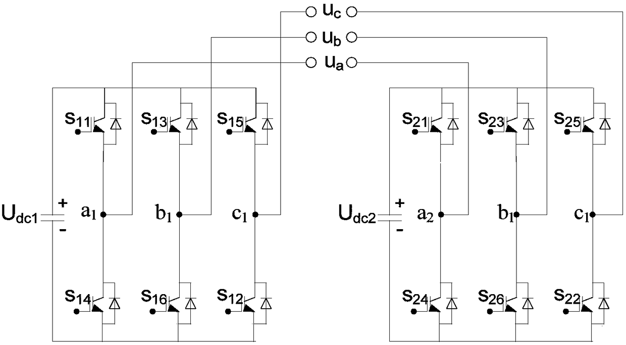 Cascaded two-level inverter SVPWM modulation method based on dodecagonal space voltage vectors