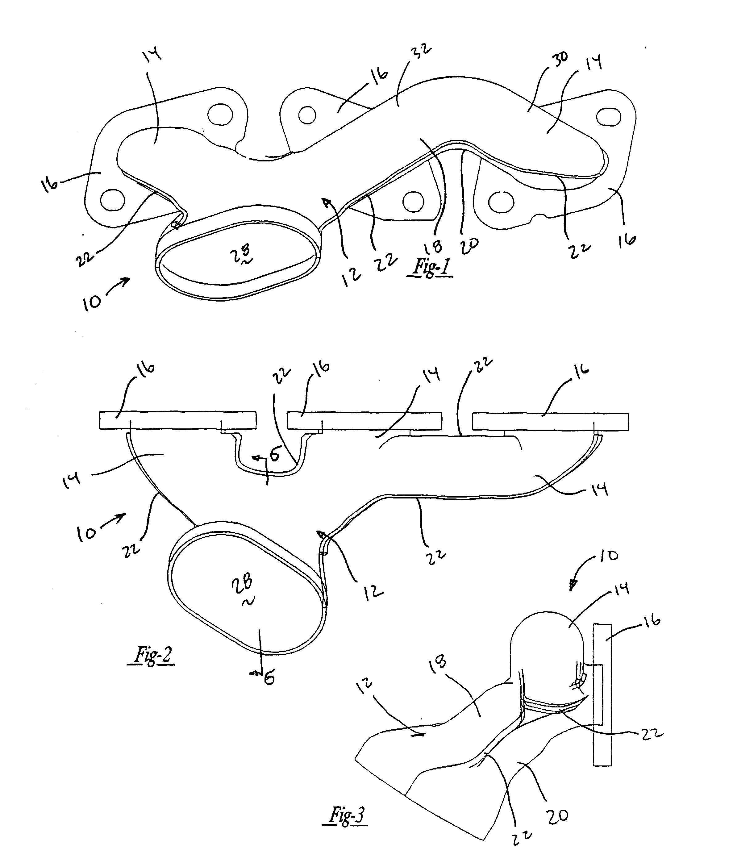 Stamped exhausts manifold for vehicle engines