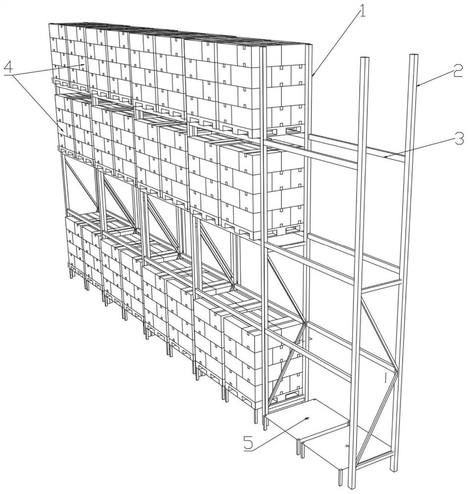 Flexible goods shelf warehousing system combined by multiple devices