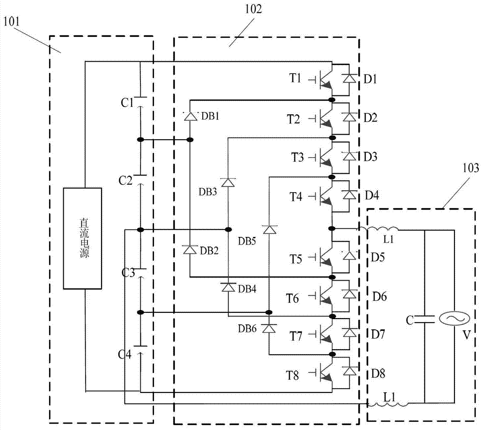 Inversion unit and five-level inverter with same