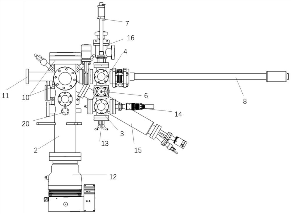 A test device for thin film deposition and catalytic reaction of volatile corrosive substances under ultra-high vacuum conditions