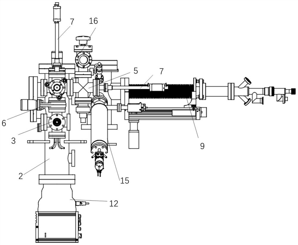 A test device for thin film deposition and catalytic reaction of volatile corrosive substances under ultra-high vacuum conditions