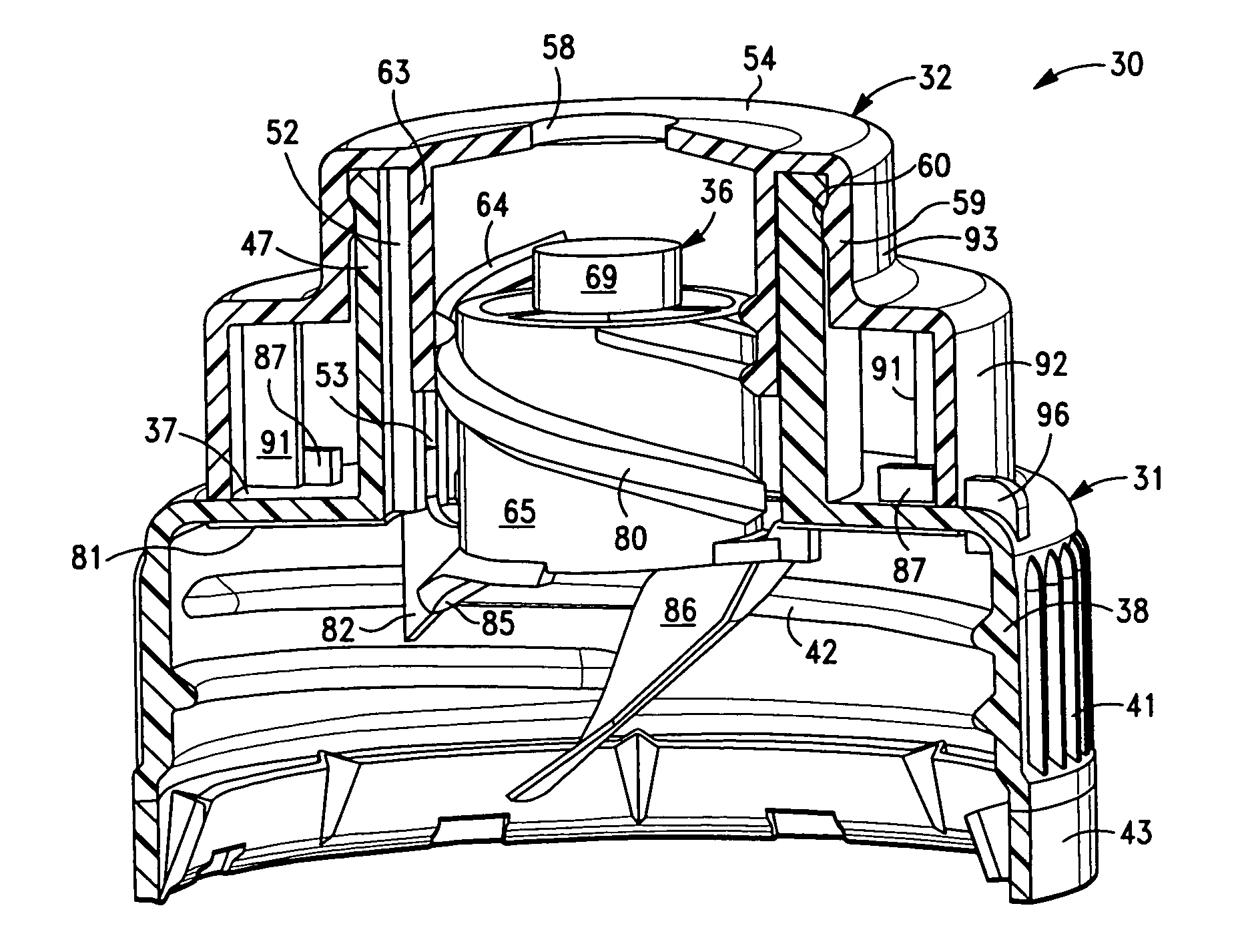 Closure having rotatable spout and axially movable stem