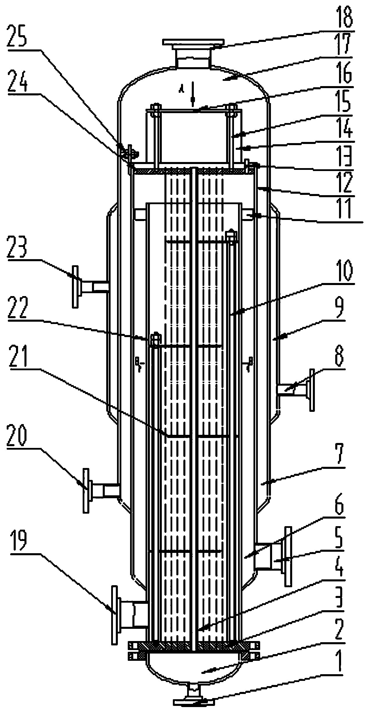 Integrated lifting film evaporation device