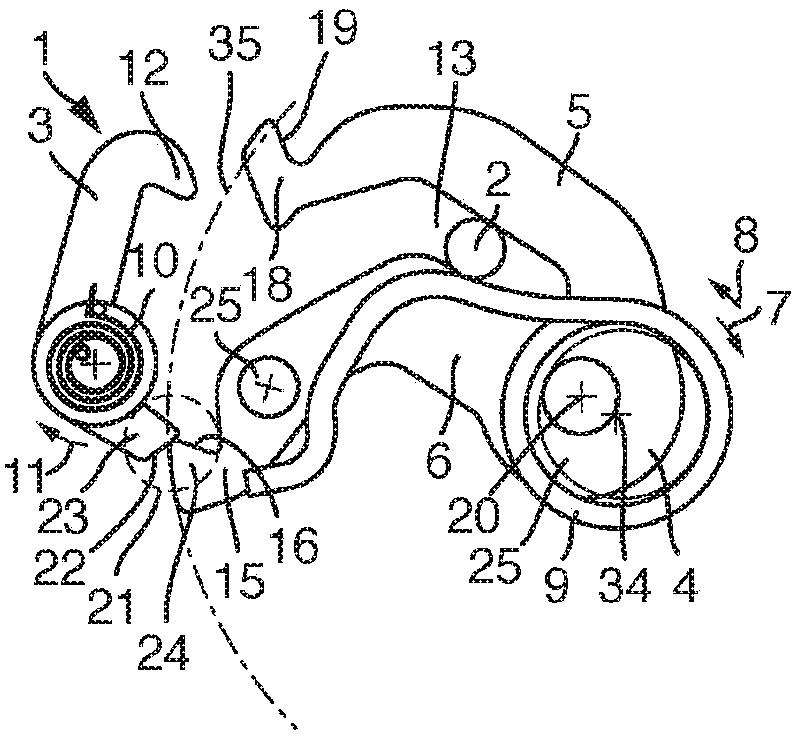 Safety device for a motor vehicle, having a rotary latch and a pre-latching position and a main latching position