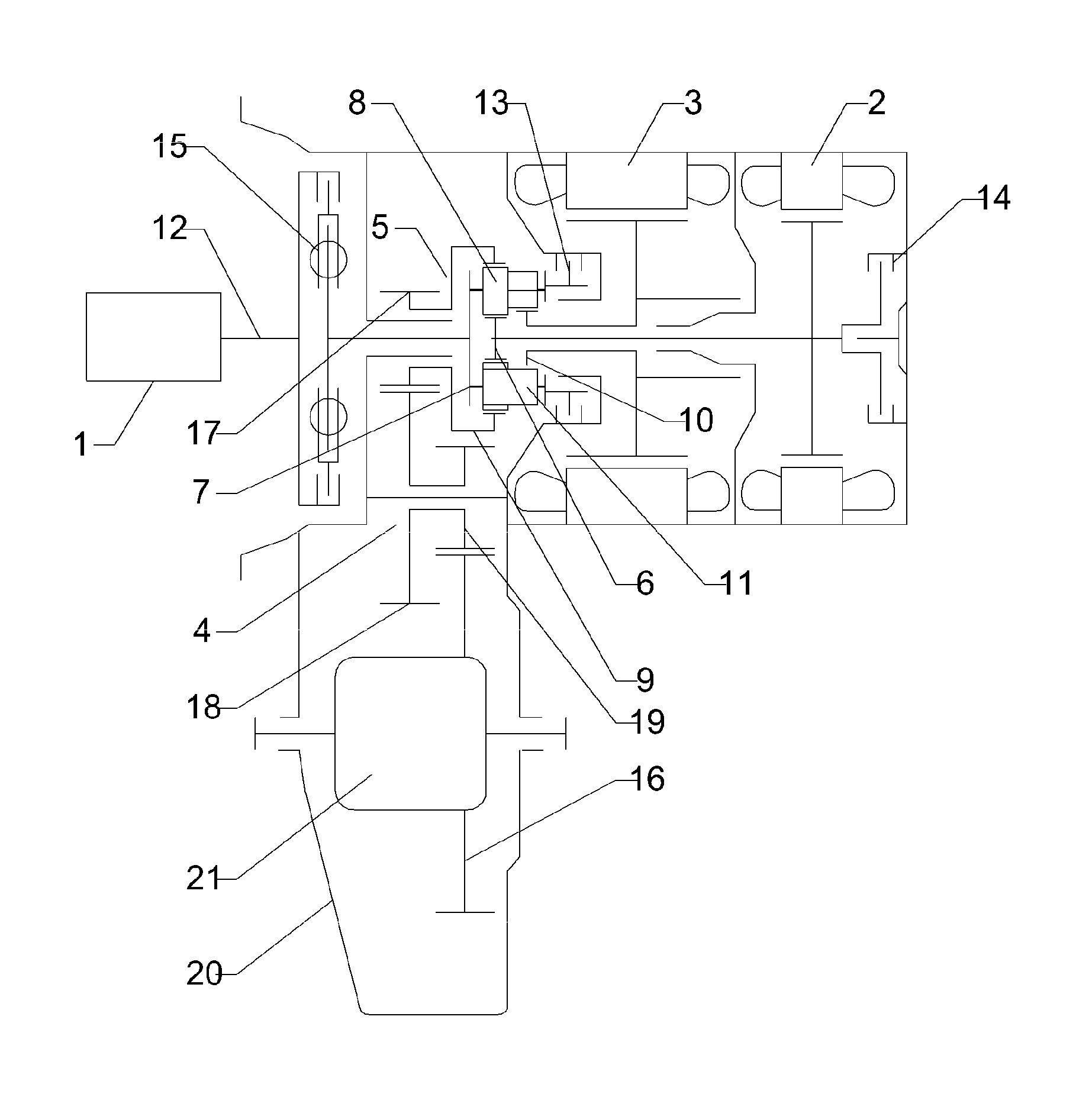 Powertrain for hybrid electrical vehicle